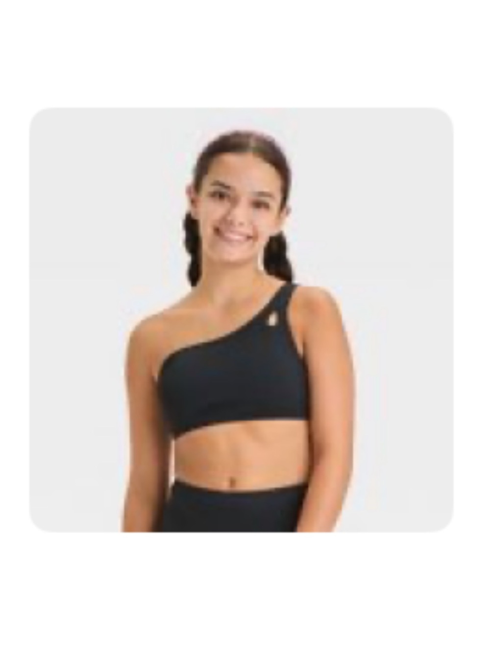 🌸Art Class Size 10/12 Black One-Shoulder Ribbed Bikini Set with SPF 50+.